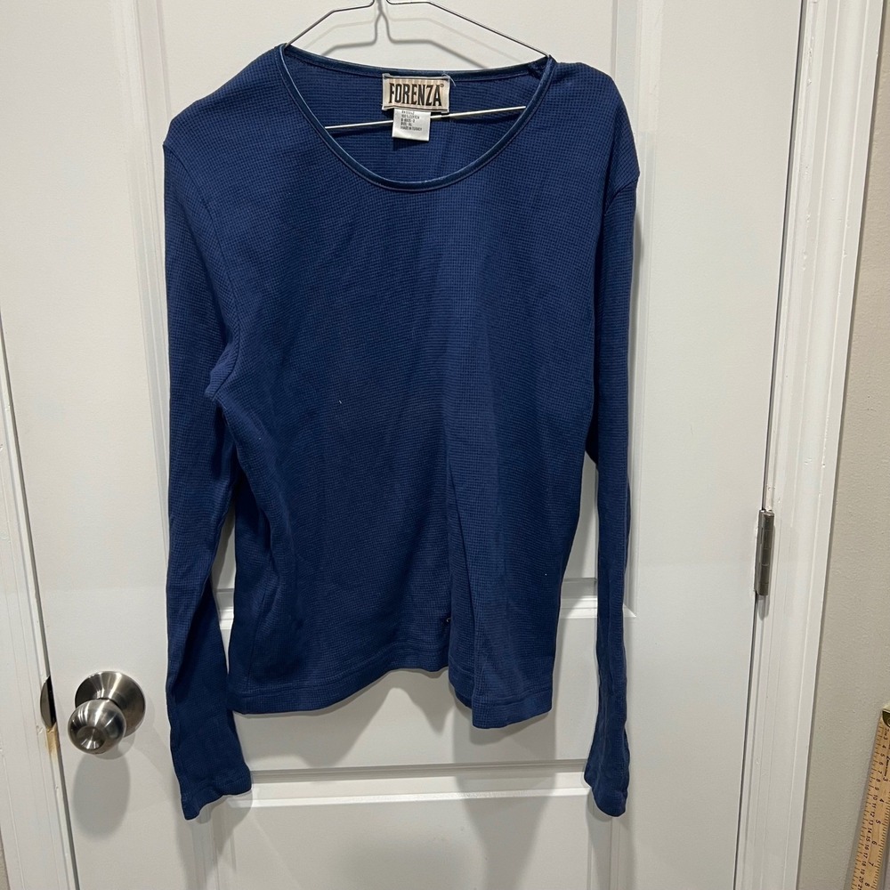 Forenza Navy Blue Waffle Knit Long Sleeve Thermal Top‎ XL